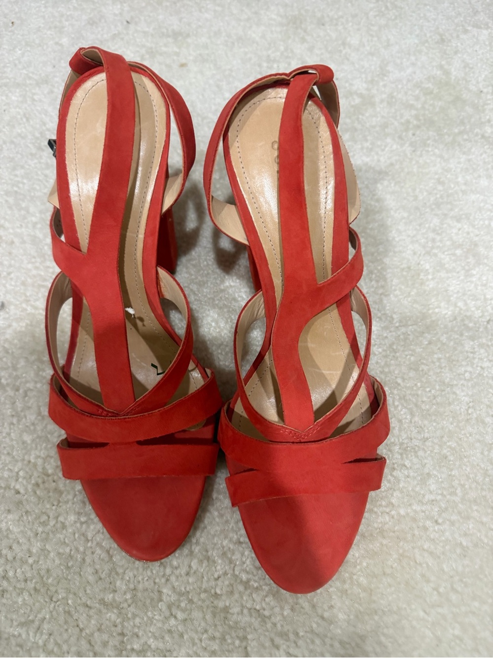 SCHUTZ Red Suede Strappy Heels